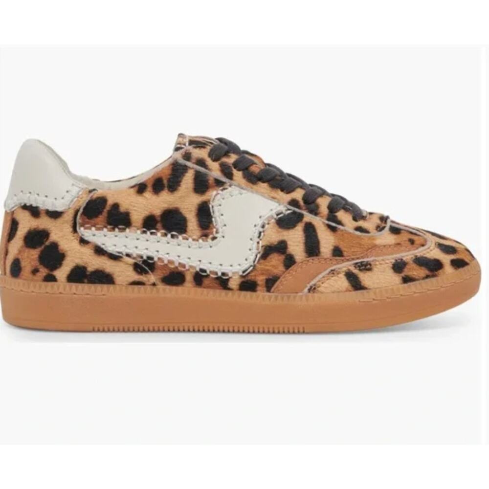 Dolce Vita Notice Stitch Brown Leopard Print Genuine Calf Hair Sneakers Size 9 - Picture 11 of 16